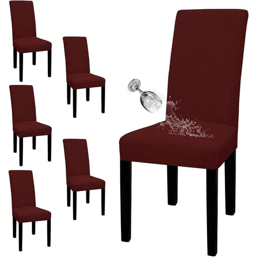 Juego de 6 Fundas Elásticas y Gruesas para Sillas de Comedor: Suaves y Cómodas, Tela Antideslizante de Alta Elasticidad, Correas Invisibles para un Ajuste Perfecto, Fáciles de Limpiar, Resistentes a las Manchas y Duraderas, Ideales para el Hogar, la Oficina, Hoteles y Eventos; desde el Almacén Local. - color1 - Ver 1