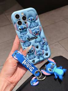 Disney Lilo And Stitch Phone Case : 3D Fluffy Pattern Border Protector Phone Soft Phone Case With A Free Cute Stitch Bracelet Chain Lanyard, Stitch, Lilo, Angel, For Apple 17 Promax 17 Pro 16 15 14 13 12 11 Pro Max XS Max X XR Soft Cover Summer Phone Case - 白色 - 查看 3