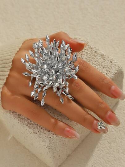 1pc Punk Style Exaggerated Geometric Rhombus Open Adjustable Ring