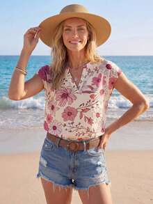 Camisas de mujer de moda simple, casual, diaria, para vacaciones y atuendo de playa - Multicolor 2 - Ver 1