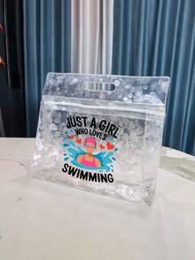 Sac de toilette transparent et imperméable avec imprimé de fille de natation, convient pour ranger le shampoing, la lotion, les cosmétiques et autres articles de salle de bain. Offre une solution de rangement à la fois élégante et pratique pour les voyageurs, les employés de bureau, les étudiants et les passionnés de beauté. Polyvalent pour les voyages, la salle de sport, l'hôtel et l'organisation quotidienne de la salle de bain - Multicolore - Voir 13