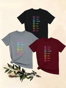 Women's T-Shirts, Women's T-Shirts, Casual One-Piece T-Shirt For Women With Chakra Print And Slogan, Loose Fit, Breathable, Cotton And Short Sleeve. - 1件黑色隨機圖案 - 查看 1