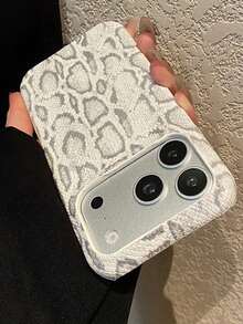 Funda de teléfono de piel de serpiente falsa de lujo y estilo retro para iPhone 17 Pro Max, 17 Pro, 16 Pro Max, 15 Pro Max, 14 Pro Max, 13, 12, 11 Pro Max, 16, 15, 14 Plus, cubierta protectora trasera - Blanco - Ver 5