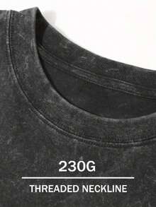 Camiseta de 220G con Estampado de Leopardo Lavado para Hombre, Unisex, Regalo de Halloween, Estilo Retro, Corte Holgado 2026 - Negro - Ver 2