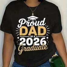 Camiseta de Graduación para Papá Orgulloso de un Graduado de la Clase de 2026, 100% Algodón D8JO - Blanco - Ver 1