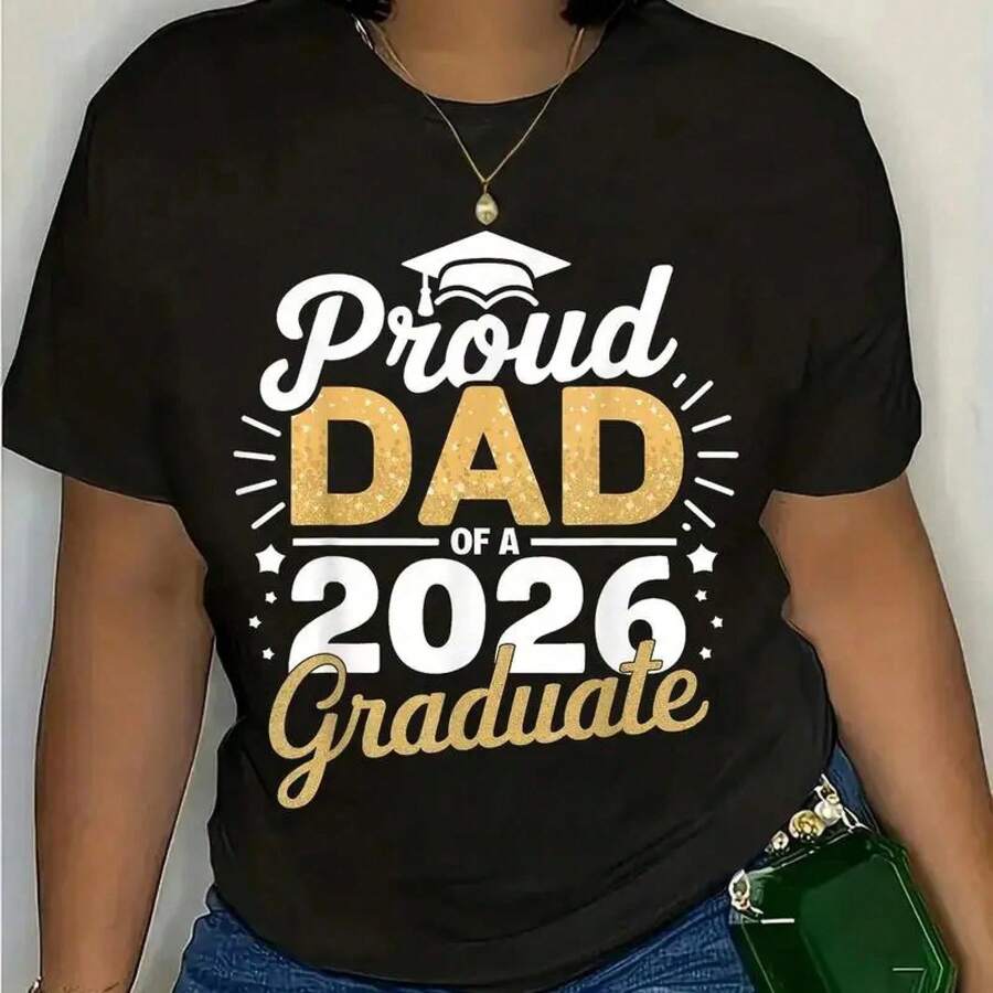 Camiseta de Graduación para Papá Orgulloso de un Graduado de la Clase de 2026, 100% Algodón D8JO - Blanco - Ver 1