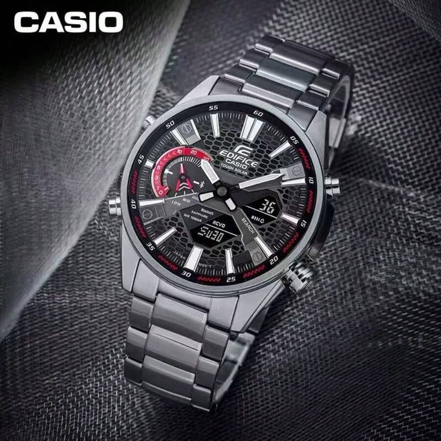 Jam Tangan Pria Casio Edifice ECB-S100 Series, Tenaga Surya, Bluetooth, Tahan Air, Jam Tangan Olahraga Quartz - Satu-Ukuran - View 1