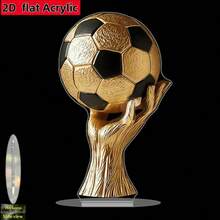 2D Flat World Cup Football Match Award Trophy Acrylic Home Desktop Decor - A - View 2