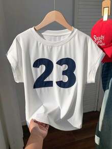Set de 3 camisetas casuales de mujer de cuello redondo y unicolor, versátiles para uso diario - Blanco 2 - Ver 9