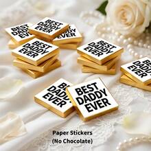 120pcs/10sheets "World's Best Dad" Chocolate Label Stickers, Square Dad Theme Chocolate Stickers Suitable For Father's Day, Birthday And Holiday Celebrations, Gift Packaging Labels, Party Decorations - Multicolor - View 6