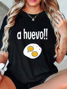 Oh, maldita sea. Camiseta con Frase Mexicana Divertida 'Of Course', Ropa de Verano para Mujer, Camiseta 100% Algodón, Blusas de Verano para Mujer - Negro - Ver 7