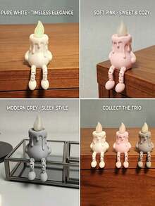 Creative 3D Printed Glow-In-The-Dark Candle Man Figurine, Healing Desktop Decor, Mini Ornament, Desktop Companion Accessory, Suitable For Decoration/Computer Decor, Home Decor - Multicolor - View 3