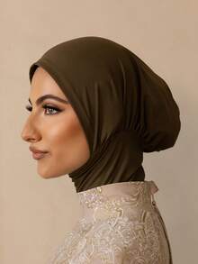 1pc Summer Swimming Pool Headscarf For Women, Quick-Dry Sun Protection Headwrap, Extra Long Design - Brown - View 7