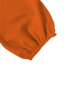 Blusa de manga larga con cuello en V de unicolor para mujer, elegante y esencial para el trayecto de primavera - Naranja - Ver 6