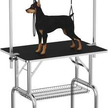 Dog Grooming Table,Adjustable Height Arm, Restraints, Non-Slip Surface, Non-Slip Surface, Portable Trimming & Bathing Station, - Black Mat - View 9