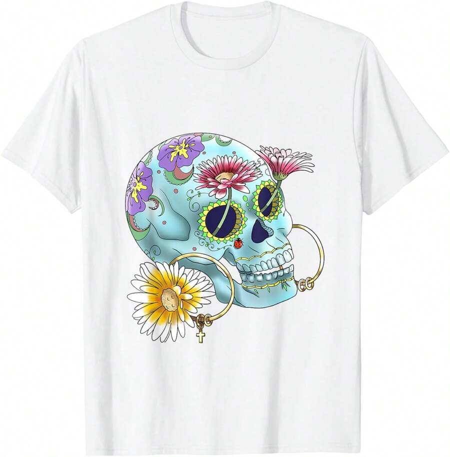 Camisetas estampadas de modaMexican Calavera |   Dia De Los Muertos |   Day Of Dead T-Shirt,Conjuntos familiares a juego, camisetas divertidas para mujer en español, camisetas para niños y niñas, camisetas del Mundial 2026, camisetas de dibujos animados/anime, camisetas con estampado de gatitos. - Blanco - Ver 1