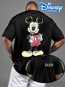 Disney,Men's Mickey Mouse Sketch Print T-Shirt, Vacation, Disney Trip,Outfits,July 4th,Disney Collaboration - màu đen - Xem 1