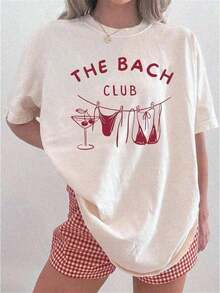 Beach Bachelorette Shirts, Bikinis And Martinis Bachelorette Merch, The Bach Club Shirts Girls Weekend T-Shirt, Cotton Round Neck 100% Soft Fabric Short Sleeve Breathable And Cool - 白色 - 查看 6