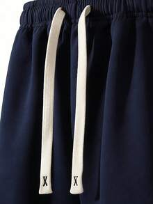 Men's Casual Drawstring Waist Shorts - Navy Blue - View 6