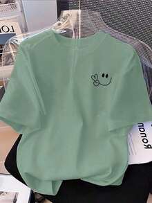Camiseta deportiva casual con bordado de corazón para mujer de talla grande - verde menta - Ver 1