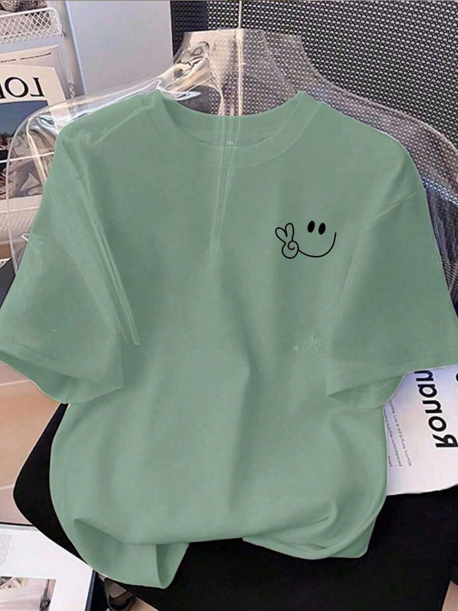 Camiseta deportiva casual con bordado de corazón para mujer de talla grande - verde menta - Ver 1