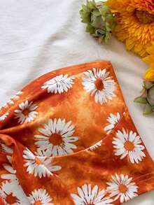 2 piezas Conjunto de top corto a rayas y shorts de cintura alta para mujer, adecuado para vacaciones, citas, té de la tarde, playa, crucero, viaje a la ciudad, festival de música, estilo bohemio de playa - Amarillo 2 - Ver 3