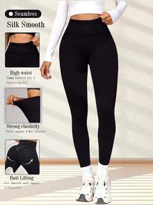 Quần legging cạp cao co giãn cao, quần tập yoga mùa xuân/hè, quần bó yoga nữ, đồ mặc nhà co giãn nhanh khô - màu đen - Xem 1