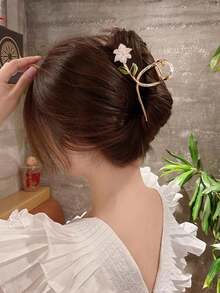 1 Piece/Set Women's Alloy Flower Hair Clip, Ponytail And Bun Designs, Suitable For Outdoor Leisure, Dates, And Events. Elegant Hair Clip As A Gift, Hair Clips, Hairpins, Hair Clips, Hair Pins, Hair Fasteners, Hair Accessories For Women For Vacations, Summer Wear, And Beach Holidays - 彩色 - 查看 2