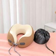 Memory Foam Travel Pillow, Orthopedic Neck Support Pillow For Airplane, Train, Car, Removable And Washable, With Storage Bag - Dark Grey - View 4