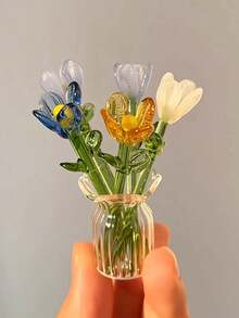 8件/1件手工玻璃花瓶裝飾配人造馬蹄蓮與鬱金香，小花瓶禮物適用於情人節、父親節、母親節、教師節、復活節、兒童節、婦女節、家居裝飾、返校季節（顏色/尺寸略有差異） - 多色 - 查看 5
