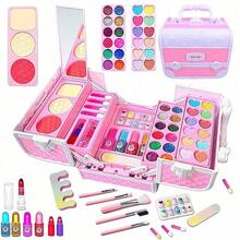 Children's Makeup Set, Washable Children's Makeup Set, Toddler Makeup Set With Makeup Box, 4-12 Years Old Girls Toy, Princess Toy Birthday Gift - Pink - View 8