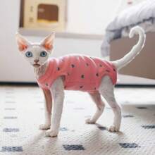 Sleeveless Shirt For All Cat Breeds, Cute Heart Design, Breathable & Lightweight For Home Interaction, Soft & Skin-Friendly Colorblock Tank Top For Ragdoll, Sphynx - Pink - View 2
