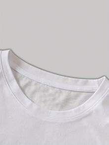 Camisa de manga corta para mujer, de algodón puro, con estampado de cuadros, ajustada y a la moda. - Blanco - Ver 3