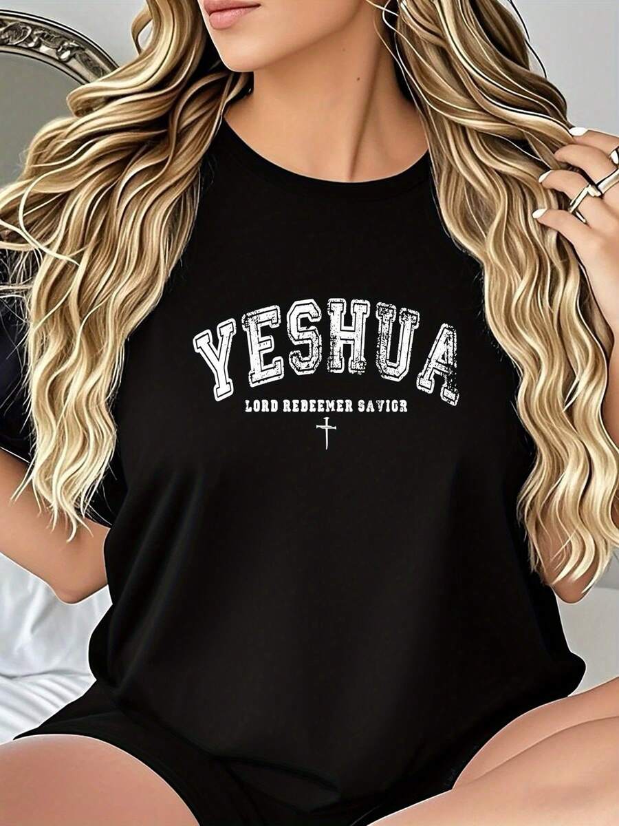 Women's Christian Faith Religious T-Shirt - Pastel Lavender, Breathable Crew Neck, Casual Church Wear And Gifts, Comfortable Medium Stretch Fabric, Straight Sleeve, Machine Washable - 黑色 - 查看 1
