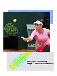 SALYWEE Professional Composite Carbon Fiber Adults Tennis Racket, Shock-Absorbing, Blue And Fluorescent Green Color Combination, Frosted Texture, Ultra-Sticky Handglue For Enhanced Control, Suitable For Offensive Athletes - Multicolor - View 8