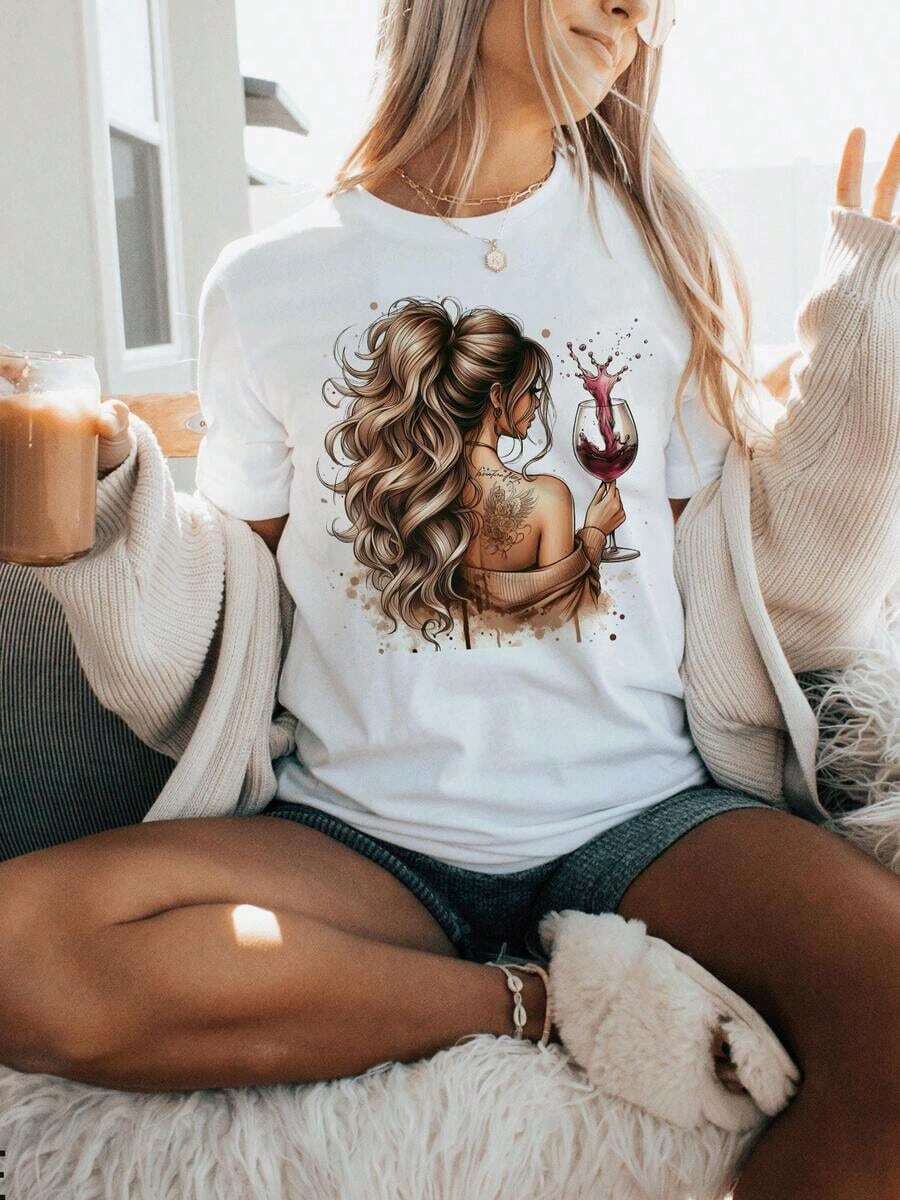 Relaxing Short-Sleeved Crew Neck Top, Elegant And Simple Women's Clothing, 100% Pure Cotton. Variety Of Styles To Choose From. - 樣式 3 - 查看 1