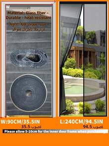 Màn chống muỗi từ tính mới năm 2026, chiều rộng 100/120/140cm, chiều dài 240cm - Chất liệu lưới mịn, màn chống muỗi dạng lều có nam châm toàn bộ, có thể đóng riêng lẻ cho ban công, dễ dàng lắp đặt (Đen/Trắng) Màn cửa chống muỗi mùa hè - màu đen - Xem 27