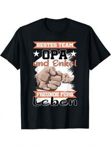 Camiseta Divertida con Frase Alemana para Abuelo y Nieto |   Mejor diseño del equipo Opa& Enkel con gráfico de puño cerrado - Camiseta casual de manga corta y cuello redondo para abuelos y nietos - Ajuste cómodo para todas las estaciones (lavable a máquina) - Regalo ideal para familiares. - Negro - Ver 7