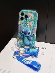Disney Lilo And Stitch Phone Case : 3D Fluffy Pattern Border Protector Phone Soft Phone Case With A Free Cute Stitch Bracelet Chain Lanyard, Stitch, Lilo, Angel, For Apple 17 Promax 17 Pro 16 15 14 13 12 11 Pro Max XS Max X XR Soft Cover Summer Phone Case - 白色 - 查看 5