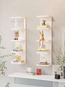 Estantería de pared minimalista de 3/5 capas delgada (material PVC), estante de almacenamiento de pared, estantería de pared, estante de almacenamiento acrílico montado en la pared, estante flotante montado en la pared, estante de almacenamiento multifuncional para exhibición de figuras de anime, estante flotante de almacenamiento de pared, estantería para plantas - Multicolor - Ver 5