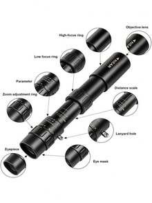 10-300x High Magnification Monocular Telescope, Extendable Rotatable Zoom Design, Suitable For Stargazing, Birdwatching, Concerts, Can Be Used With Tripod And Phone Holder, Compact Portable Metal Optical Telescope - Black - View 5