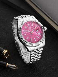 RICECGO Men's Business Calendar Watch, Unique Dial And Exotic Design, Perfect Gift For Daily Commute, Men's Fashion Accessory - Silver - View 12