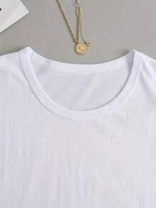 Women's Soft T-Shirt With Physical Education Teacher Print - 100% Cotton, Loose And Casual Short Sleeve T-Shirt, Round Neck With Geometric Print, Spring/Summer Clothing, Teacher Style, Fun Design, Comfortable Fabric, Loose Fit 180g - 100% Cotton T-Shirt, Breathable For Casual Everyday Wear - 白色 - 查看 5