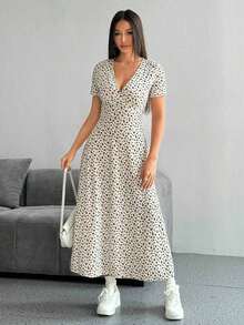 Vestido maxi casual de mujer con cintura ceñida y estampado floral ditsy - Multicolor 3 - Ver 5