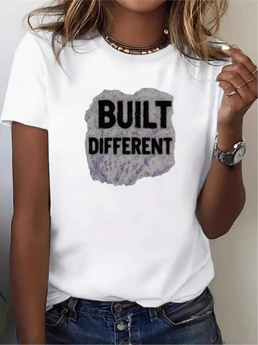 Camisetas Variadas para Mujer - Camisetas a la moda, adecuadas para reuniones familiares, actividades de team building en la oficina y vacaciones de verano. | Ideas de regalos navideños | Camiseta estampada suave y cómoda. Top de manga corta cómodo y versátil. - Blanco - Ver 1