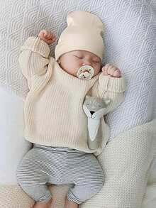 6pcs/Set Newborn 0-6M Solid Color Soft Warm Protective Hats, Simple Daily Use For Infants - Multicolor - View 5