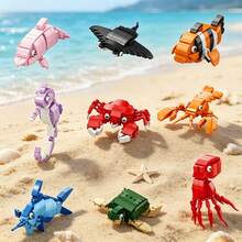 9pcs Realistic Ocean Animal Micro Particle Building Blocks, Multiple Underwater Creature 3D Assembly Models, ABS Material Healing Desktop Entryway Decor, Educational Stress Relief Handmade Toy, Building Block Collection, Back To School Graduation Birthday Anniversary Children Holiday Gift - 彩色 - 查看 5