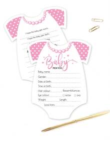10pcs Prediction Cards For Baby Gender Reveal Party, Christening Game Cards For Boy Or Girl Baby Shower - Pink - View 1