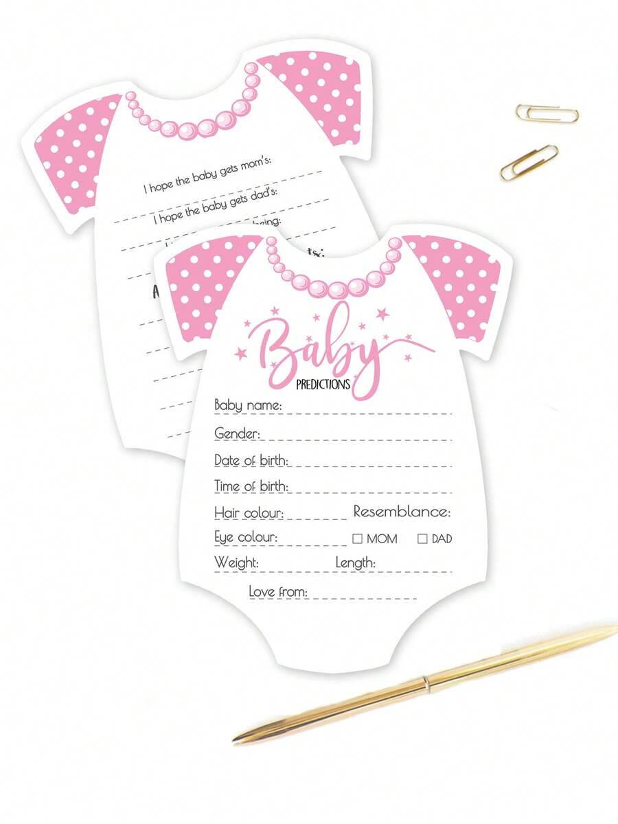 10pcs Prediction Cards For Baby Gender Reveal Party, Christening Game Cards For Boy Or Girl Baby Shower - Pink - View 1