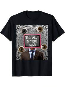 Camiseta unisex de manga corta, Camiseta negra de manga corta para hombre|EstoEsTodosEnTuMenteGráficoTee,InformalRopa urbanaImprimir,CómodoEstiramientoTela,TripulaciónCuello,RegularAjustePerfectoparaPara todas las estacionesLigeroLplayerashombre, , , Dazymujer,romwehombres, bohochic,maestrasregalos,camisetaparaconjuntos de mujercon curvasparamu,y2k, - Negro - Ver 1